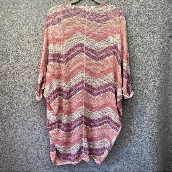 Mudd Multicolor Chevron Knit Open Front Cardigan Sz L - Picture 3 of 7